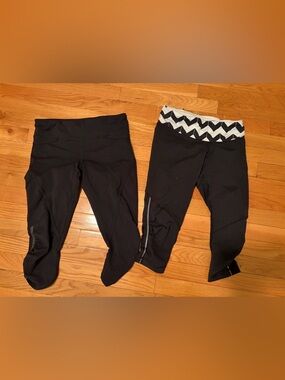 2 Lululemon run Black Capri Leggings size 6